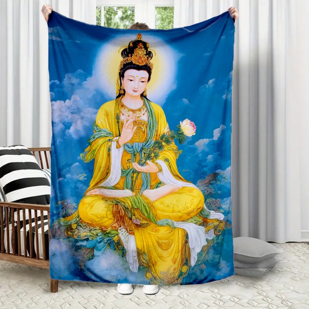 Home Textiles Images - 관음보살 이미지가 프린트된 플란넬 담요는 모든