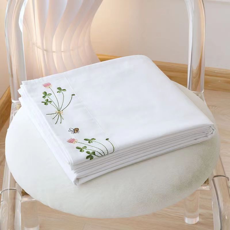 Luxury Home Textiles Usa - 순수한 흰색 침구 시트 꽃 자수
