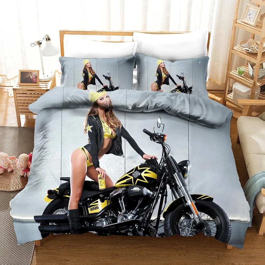 Bed Sheet Microfiber - 섹시한 소녀 모토크로스 이불 커버 익스트림