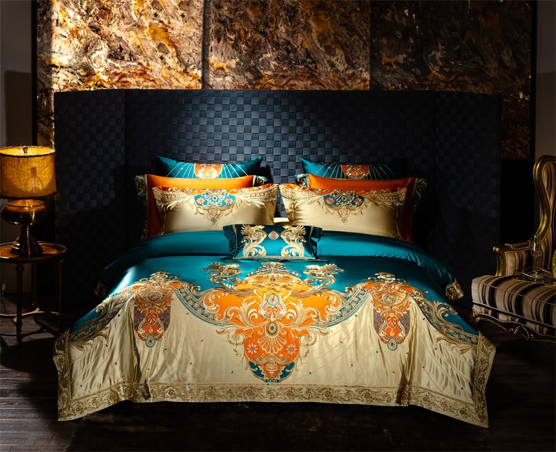 Luxury Home Textiles Usa - 골든 자수 패치워크 이불 커버 세트,