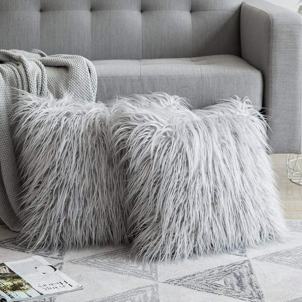 부드러운 긴 모피 푹신한 소파 베개 커버 플러시 스퀘어 - Luxury Home Textiles Usa 리뷰 및 가격