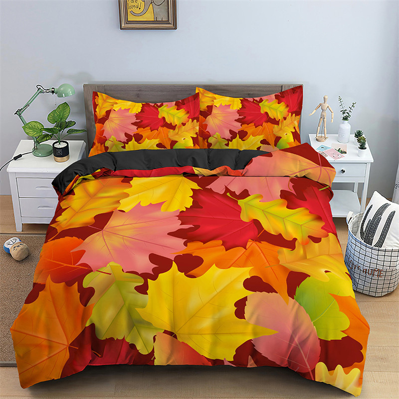 단풍잎 이불 커버 가을 테마 침구 세트 마이크로 화이버 - Bed Sheet Microfiber 리뷰 및 가격