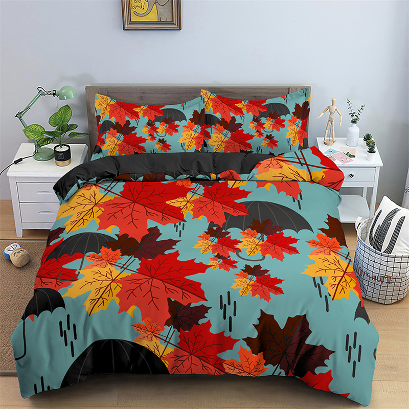 단풍잎 이불 커버 가을 테마 침구 세트 마이크로 화이버 - Bed Sheet Microfiber 리뷰 및 가격