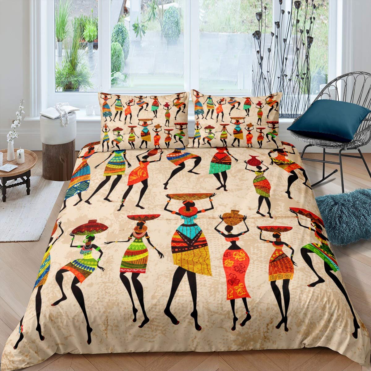 아프리카 여성 침구 세트 빈티지 아프리카 국가 이불 커 - Bed Sheet Microfiber 리뷰 및 가격