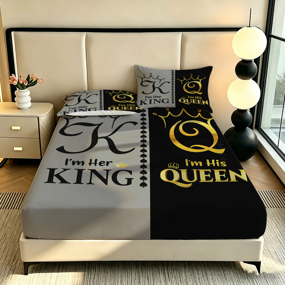 그의 그녀의 왕 여왕 왕관 디자인 침대 시트 세트 3종 - Bed Sheet Microfiber 리뷰 및 가격