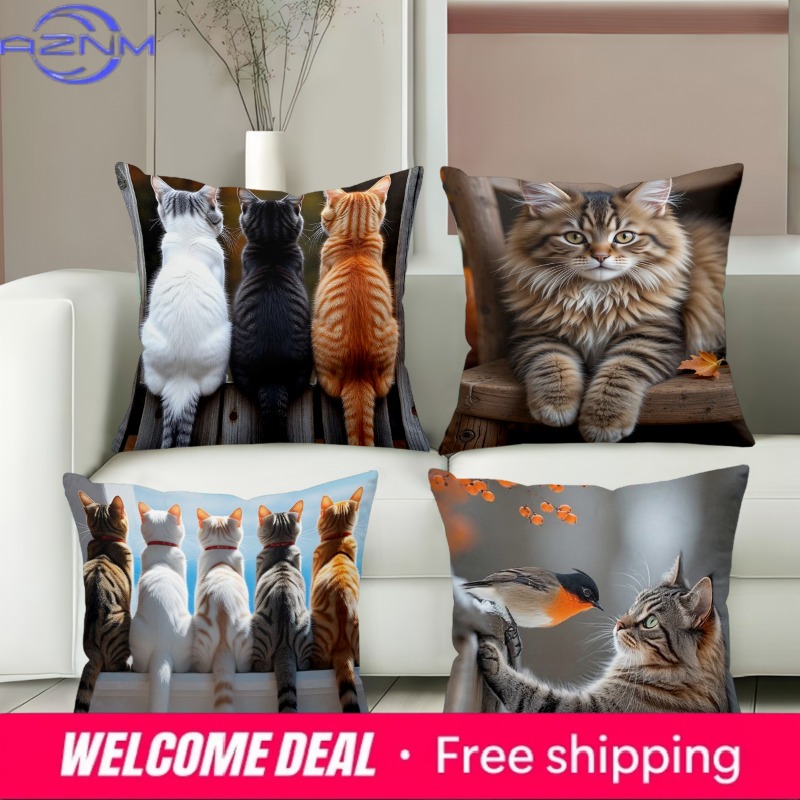 다양한 고양이 이미지가 있는 귀여운 고양이 베개, 가정 - Home Textiles Images 리뷰 및 가격