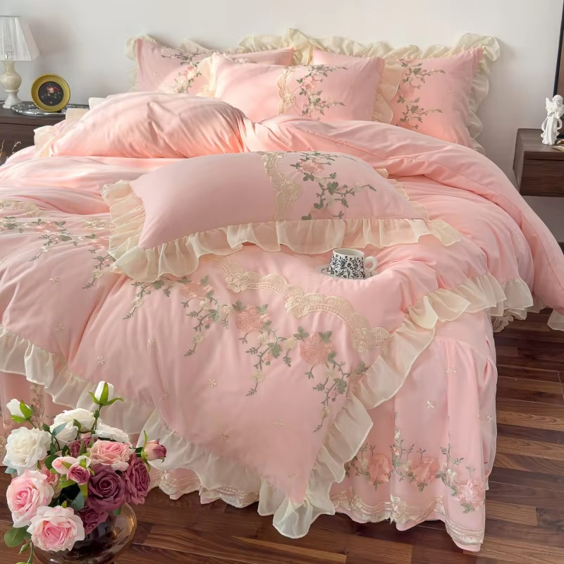 프린세스 러플 3피스 침구 세트 1개 이불 커버 2개  - Bed Sheet Microfiber 리뷰 및 가격